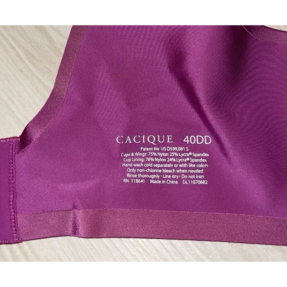 Cacique Lane Bryant Unlined Bra Underwire Womens 40DD Purple - Picture 6 of 6